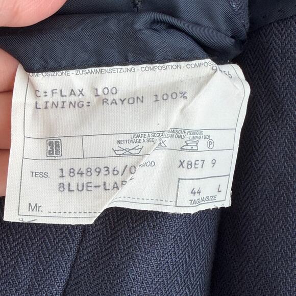 Polo Ralph Lauren Blazer Mens 44L Navy Linen Sport Coat Unstructured Italy Made - Picture 9 of 12